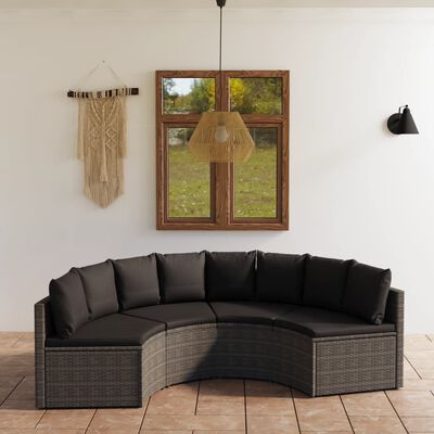 vidaXL Set de sofás de jardín con cojines 4 pzas ratán sintético gris