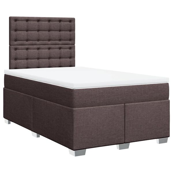 vidaXL Cama box spring con colch&oacute;n tela marr&oacute;n oscuro 120x190 cm