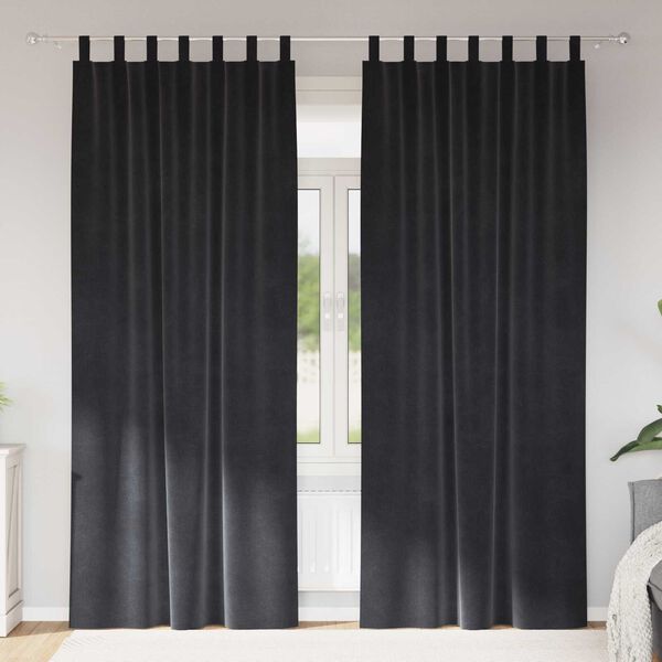 vidaXL Cortinas opacas 2 pcs Gris oscuro 140 x 260 cm Terciopelo