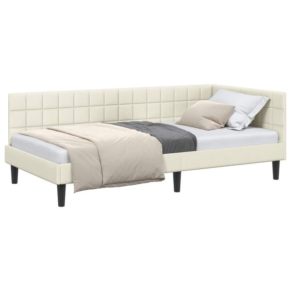 vidaXL Estructura de cama en esquina Crema 100 cm x 200 cm Terciopelo