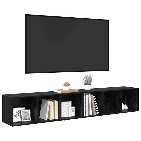 vidaXL Conjunto de mueble de TV 2 pcs Roble Negro 37 x 35 x 107cm