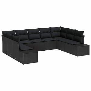 vidaXL Conjunto de sof&aacute;s de jard&iacute;n 9 uds. 8-N&uacute;mero de plazas Negro
