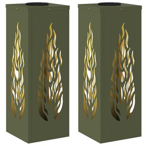 vidaXL Luz de camino LED solar con luces con bater&iacute;a 2 pcs Verde Oliva