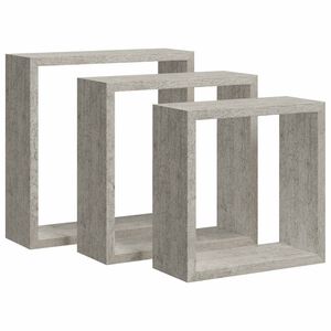 vidaXL Estantes cubo de pared 3 unidades gris hormig&oacute;n
