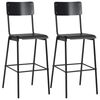 vidaXL Taburetes de cocina 2 uds madera contrachapada y acero negro