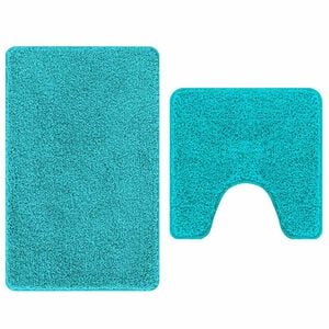 vidaXL Conjunto de alfombra de ba&ntilde;o antideslizante 2 uds. Tuquesa PP