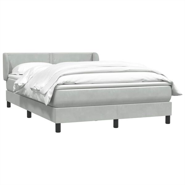 vidaXL Cama box spring con colchón terciopelo gris claro 140x210 cm
