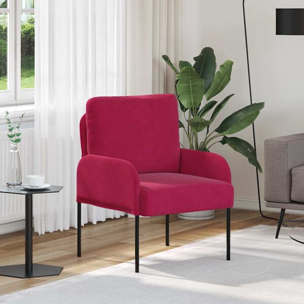 vidaXL Sof&aacute;s con coj&iacute;n 55cm Rojo vino Madera contrachapada