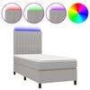 vidaXL Cama box spring colch&oacute;n y luces LED tela gris claro 90x200 cm