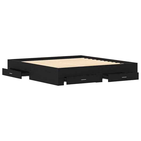 vidaXL Estructura de cama con caj&oacute;n Roble Negro 180 x 200 cm