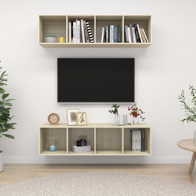 vidaXL Muebles de pared para TV 2 uds aglomerado color roble Sonoma