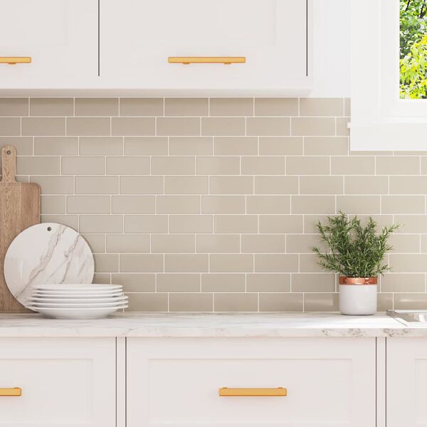 vidaXL Azulejo de metro 10 pcs Beige 29 x 21 cm Poliuretano y PET