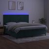 vidaXL Cama box spring colch&oacute;n y LED terciopelo verde oscuro 200x200cm