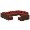 vidaXL Set de muebles de jard&iacute;n 11 pzas cojines rat&aacute;n sint&eacute;tico marr&oacute;n