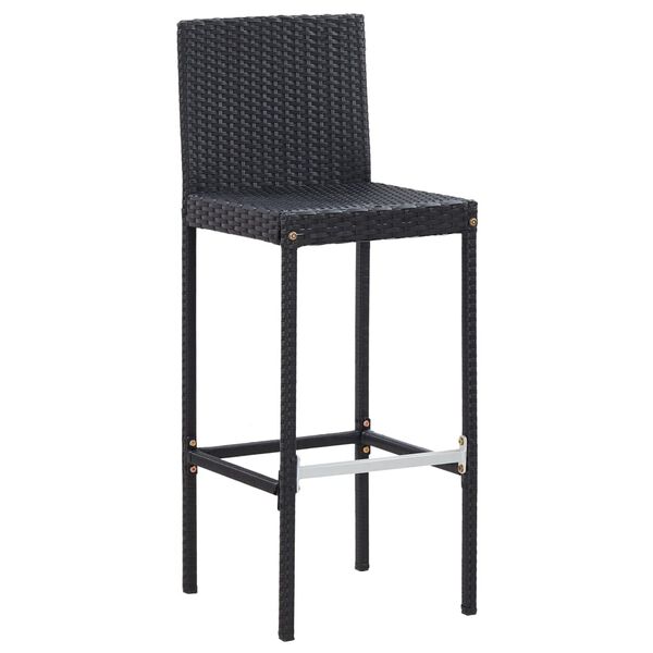 vidaXL Set muebles bar jardín y cojines 7 pzas ratán sintético negro
