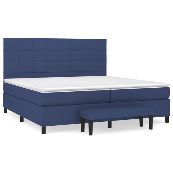vidaXL Cama box spring con colch&oacute;n tela azul 200x200 cm