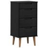 vidaXL Cajonera MOLDE Negro 40 x 35 x 82 cm Madera de Pino Maciza