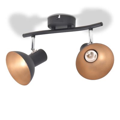 vidaXL Lámpara de techo para 2 bombillas E27 negra y dorada