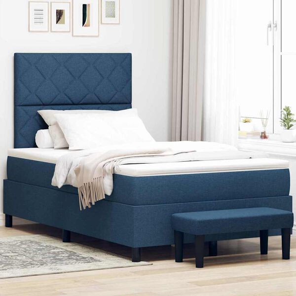 vidaXL Cama tipo Box Spring con colch&oacute;n Azul 120 x 200 cm tela