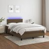 vidaXL Cama box spring con colch&oacute;n y LED tela marr&oacute;n oscuro 120x200 cm