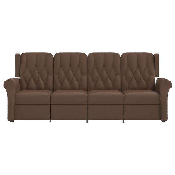 vidaXL Sill&oacute;n reclinable de masaje de 4 plazas cuero sint&eacute;tico marr&oacute;n