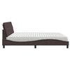 vidaXL Cama con colch&oacute;n tela marr&oacute;n oscuro 200x200 cm