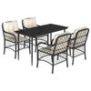 vidaXL Set de muebles jard&iacute;n 5 pzas con cojines rat&aacute;n sint&eacute;tico negro