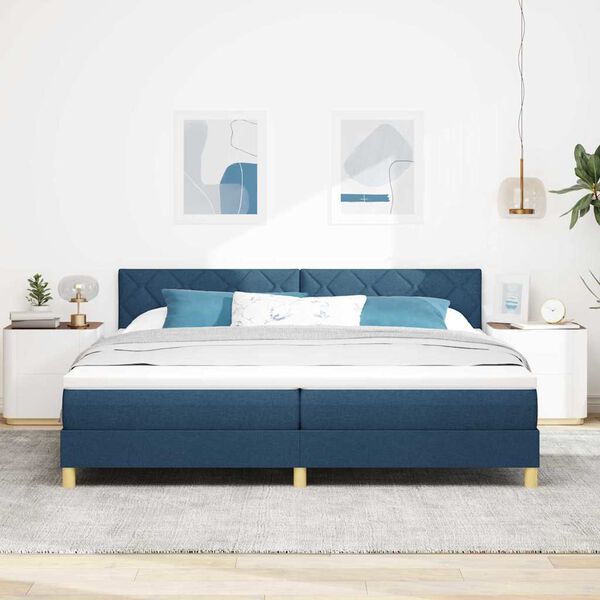 vidaXL Cama Box Spring LED con tiras LED Azul 200 x 200 cm tela