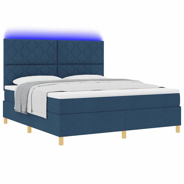 vidaXL Cama tipo Box Spring con colch&oacute;n Azul 180 x 200 cm tela