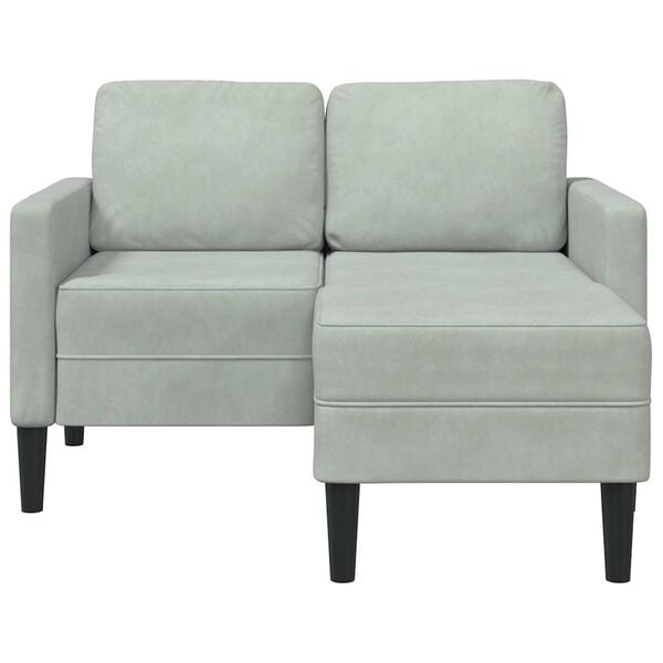 vidaXL Sofá de 2 plazas con chaise longue en forma L gris claro 125 cm