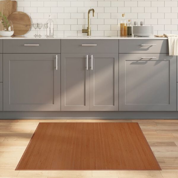 vidaXL Alfombra cuadrada bamb&uacute; marr&oacute;n 100x100 cm