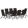 vidaXL Conjunto de Comedor de Jard&iacute;n 9 pcs Negro Caf&eacute;