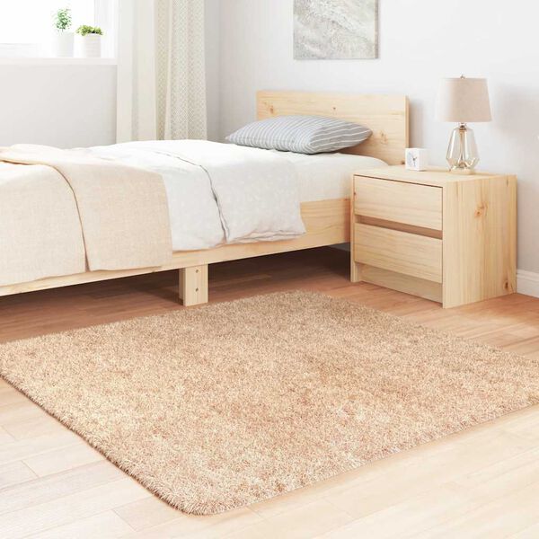 vidaXL Alfombra peluda de pelo largo NAVARRA beige 120x120cm poli&eacute;ster
