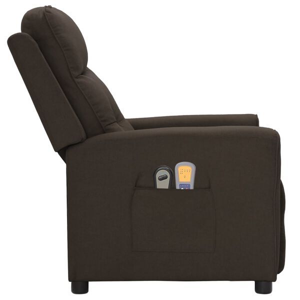 vidaXL Sillón de masaje eléctrico tela marrón oscuro