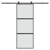 vidaXL Puerta corredera set herrajes vidrio templado aluminio 76x205cm