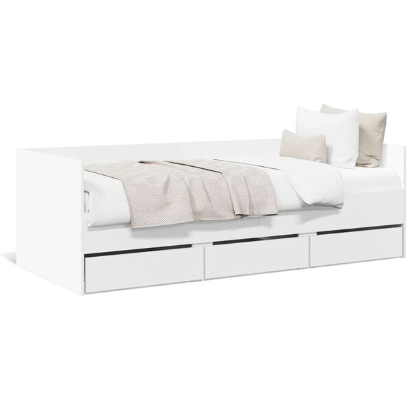 vidaXL Sof&aacute; cama con cajones sin colch&oacute;n blanco 100x200 cm
