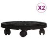 vidaXL Soporte para plantas con ruedas 2 uds negro di&aacute;metro 30cm 170kg