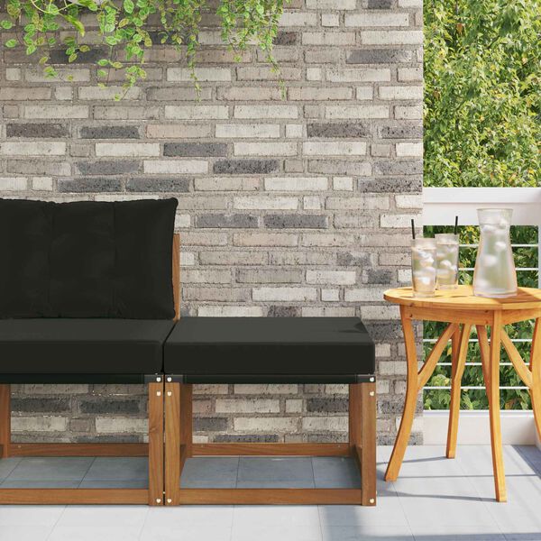 vidaXL Reposapi&eacute;s de exterior Madera maciza de Acacia y Tela Textilene