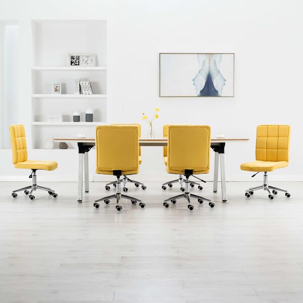 vidaXL Sillas de comedor 6 unidades de tela amarilla