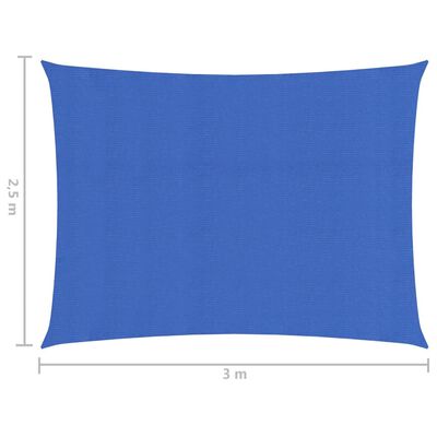 vidaXL Toldo de vela azul HDPE 160 g/m² 2,5x3 m