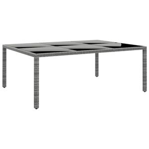 vidaXL Mesa jard&iacute;n vidrio templado rat&aacute;n sint&eacute;tico gris 200x150x75 cm