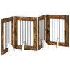 vidaXL Puerta para perros plegable con soportes 4 pcs Roble Ahumado