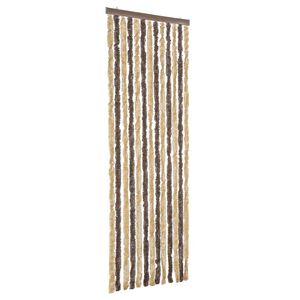 vidaXL Cortina antimoscas chenilla marr&oacute;n oscuro y beige 56x185 cm