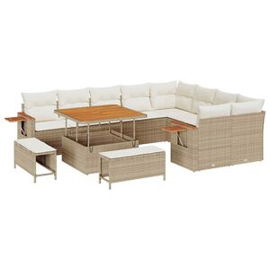 vidaXL Conjunto de sof&aacute;s de jard&iacute;n con coj&iacute;n 13 pcs Beige y Crema