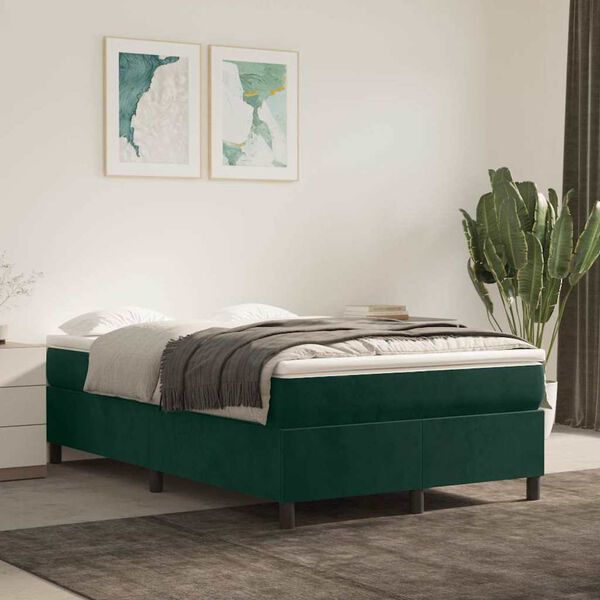 vidaXL Estructura Estructura de cama con somier terciopelo verde oscuro 120x200 cm
