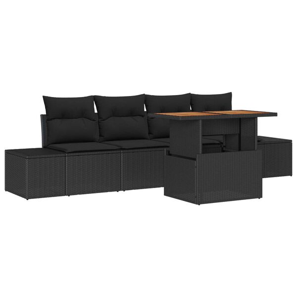 vidaXL Conjunto de Comedor de Jard&iacute;n con coj&iacute;n 5 pcs Negro y Marr&oacute;n