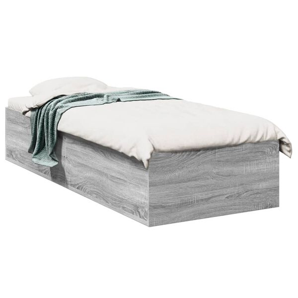 vidaXL Estructura de cama madera de ingenier&iacute;a gris Sonoma 90x190 cm
