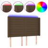 vidaXL Cabecero con LED de tela marr&oacute;n oscuro 147x16x118/128 cm