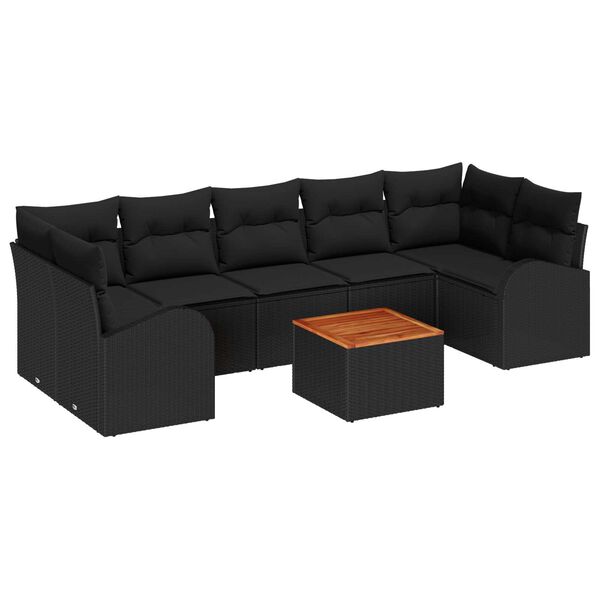 vidaXL Conjunto de sof&aacute;s de jard&iacute;n 8 pcs Negro rat&aacute;n sint&eacute;tico