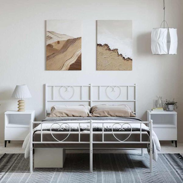 vidaXL Estructura cama sin colch&oacute;n con estribo metal blanco 150x200 cm